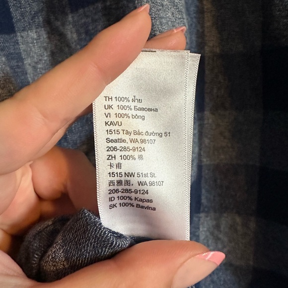 KAVU Blueberry Pie Blue Billie Jean Long Sleeve Flannel Button Down Top Size XS - Picture 10 of 12